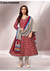 Gulabi Jaipur – Crimson Peacock Vibe | Cotton Anarkali Suit Set