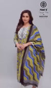 Gulabi Jaipur – Olive Blue Flora Wave | Cotton Anarkali Suit Set